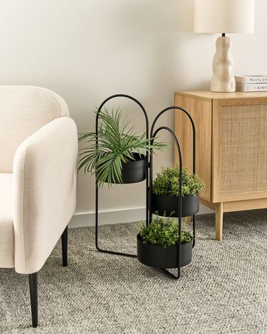 Metal Plant Pot Stand Black COLUTENA