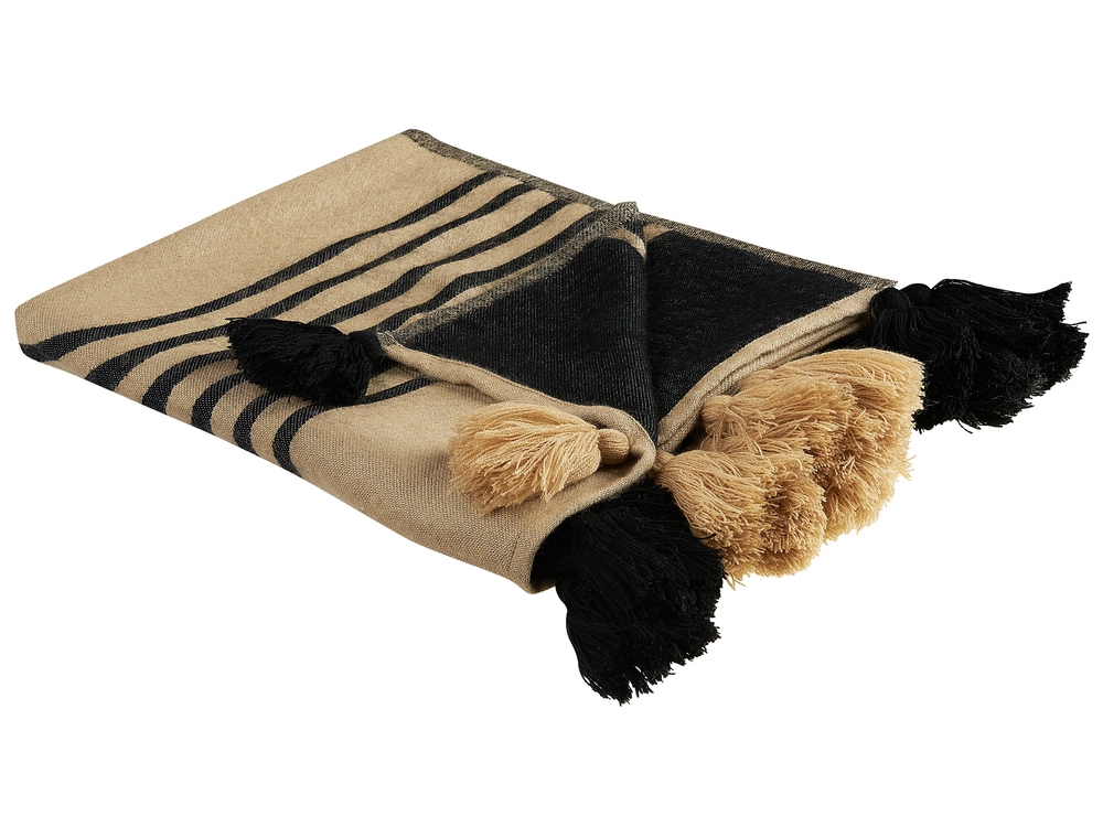 Blanket THAPREK Fabric 130 x 170 cm Beige Beliani