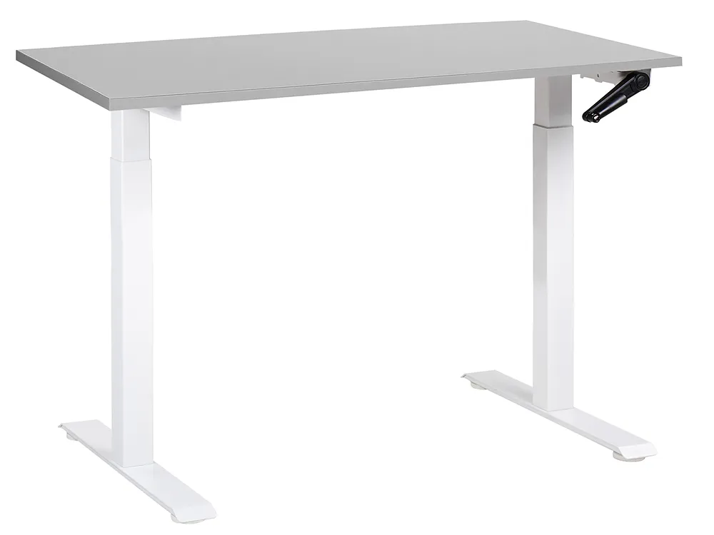 Bureau Réglable En Hauteur 110x60 Cm - Ajustement Manuel 72-115 Cm - Blanc - Plan De Travail Résistant - 12