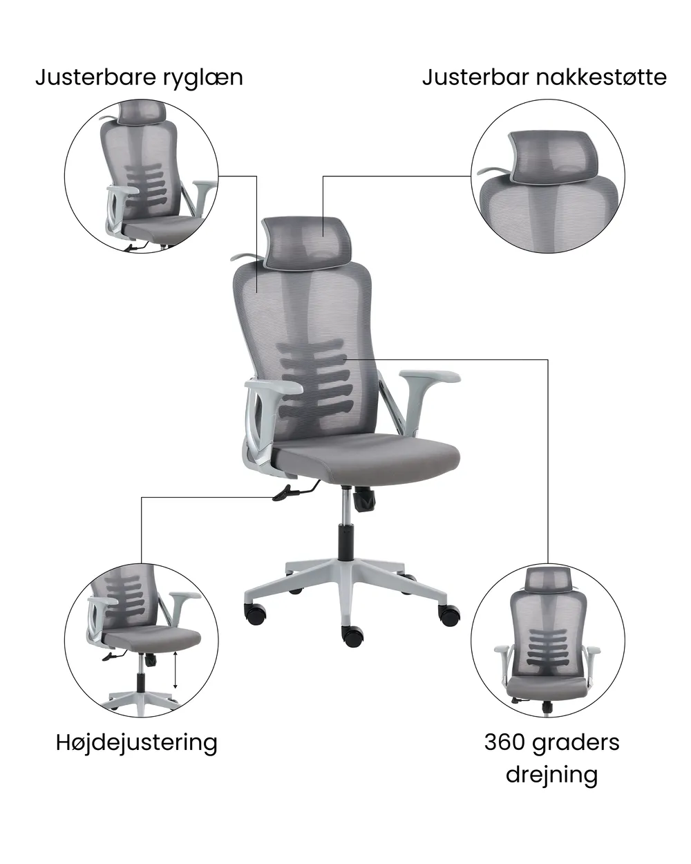 Kontorstol ERGONOX Grå_1071051