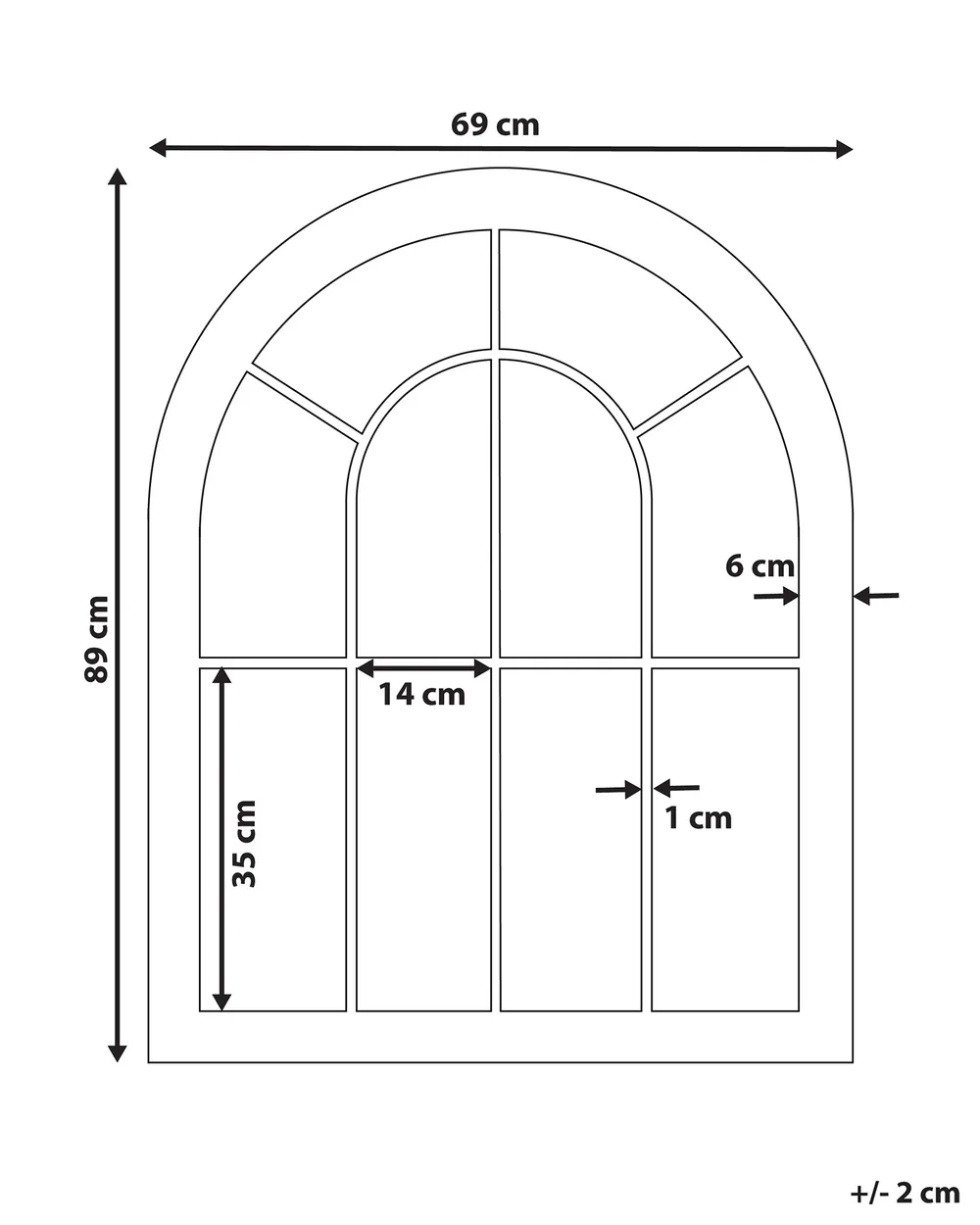 Wall Mirror EMBRY 69 cm 89 cm Metal Black_819034