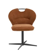 Set of 2 Chairs Swivel WORCESTER Chenille Golden Brown_1161667