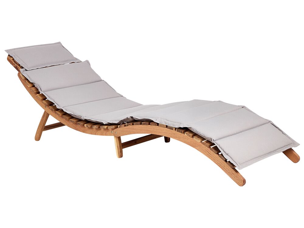 Wooden Sun Lounger with Cushion Grey LUINO Beliani.cz