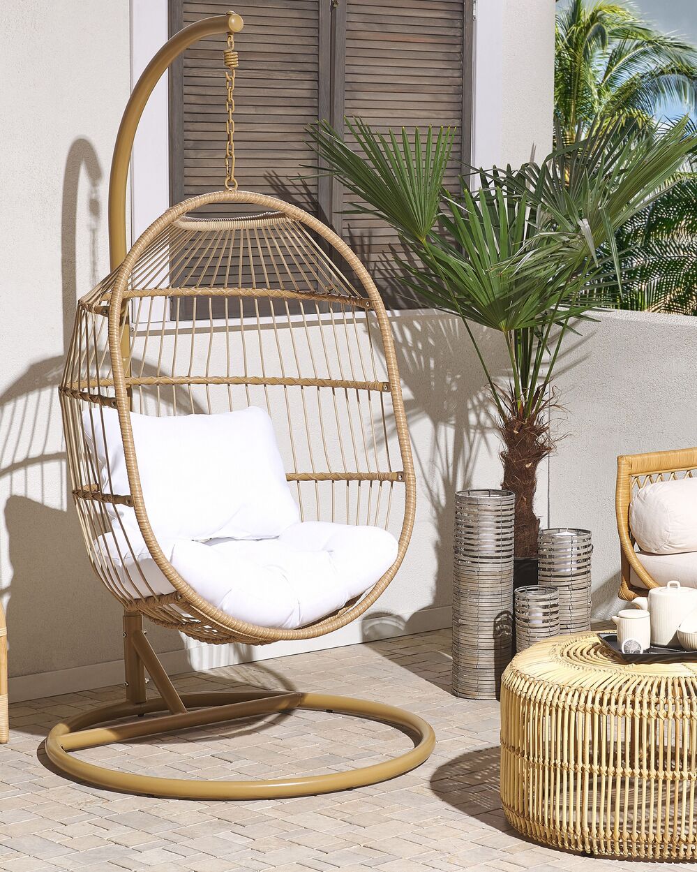 Hanging Chair with Stand ALBA PE Rattan Natural Beliani