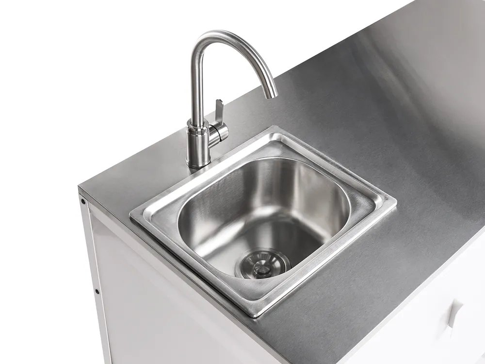 3 Piece Outdoor Kitchen Set with Sink MAENZA White Metal_1045091