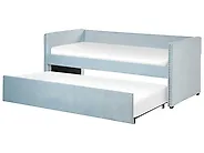 Rozkládací postel Umělý samet TROYES 90 x 200 cm Světle modrá_837053