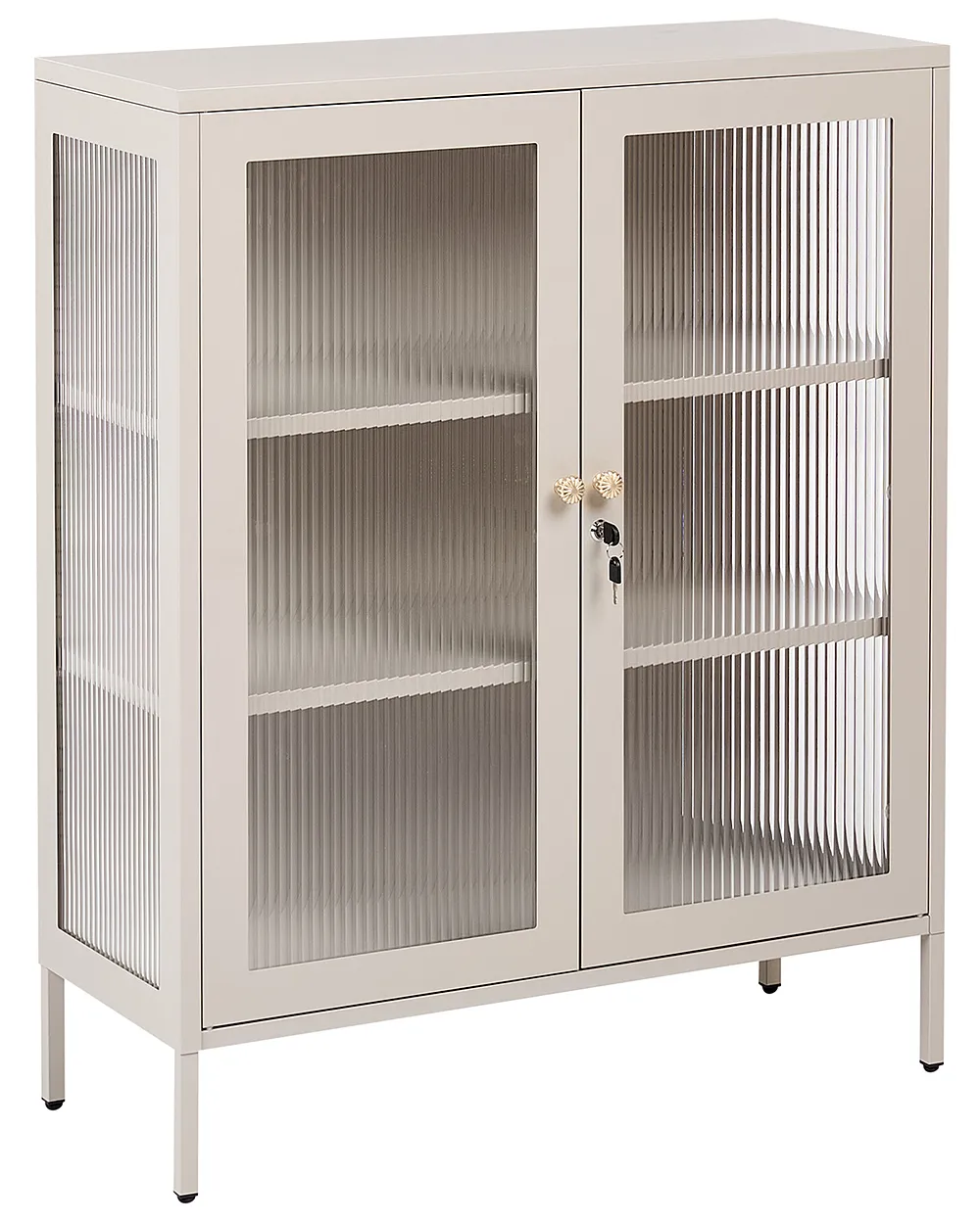 Glass Display Cabinet HARLYN  90 cm Metal Beige