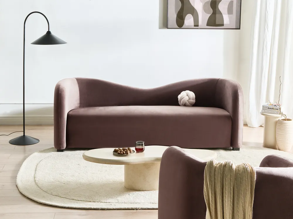 Sofa 3 Seater VELTADA Velvet Dark Brown