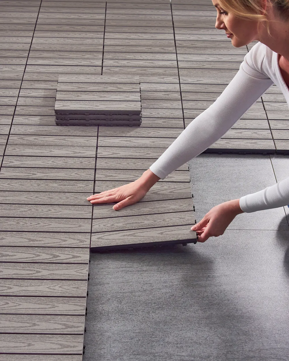 Outdoor Flooring ATESSA Wood-Plastic Composite (WPC) Grey_966705