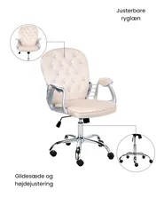 Skrivebordsstol PRINCESS Velour Beige_1036993