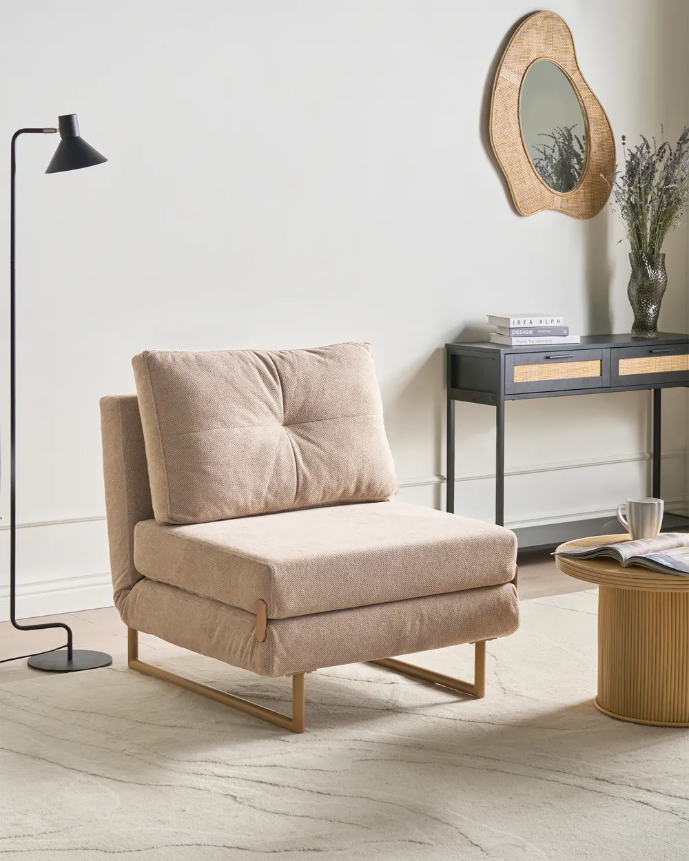 Living Room Set 6 Seater JERSLEV Fabric Light Brown_1013405
