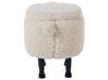 Reposapiés de poliéster beige crema/negro/madera clara SHEEP_852407