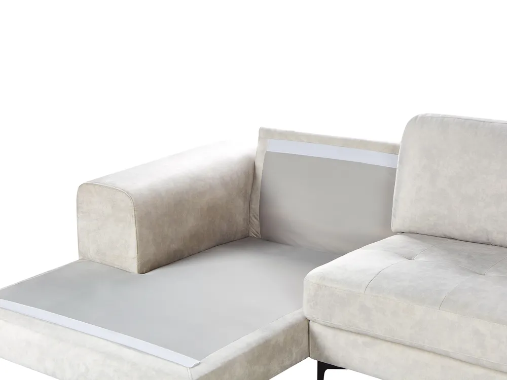 Corner Sofa 4 Seater KIRUNA Velvet Light Beige Right Hand_958028