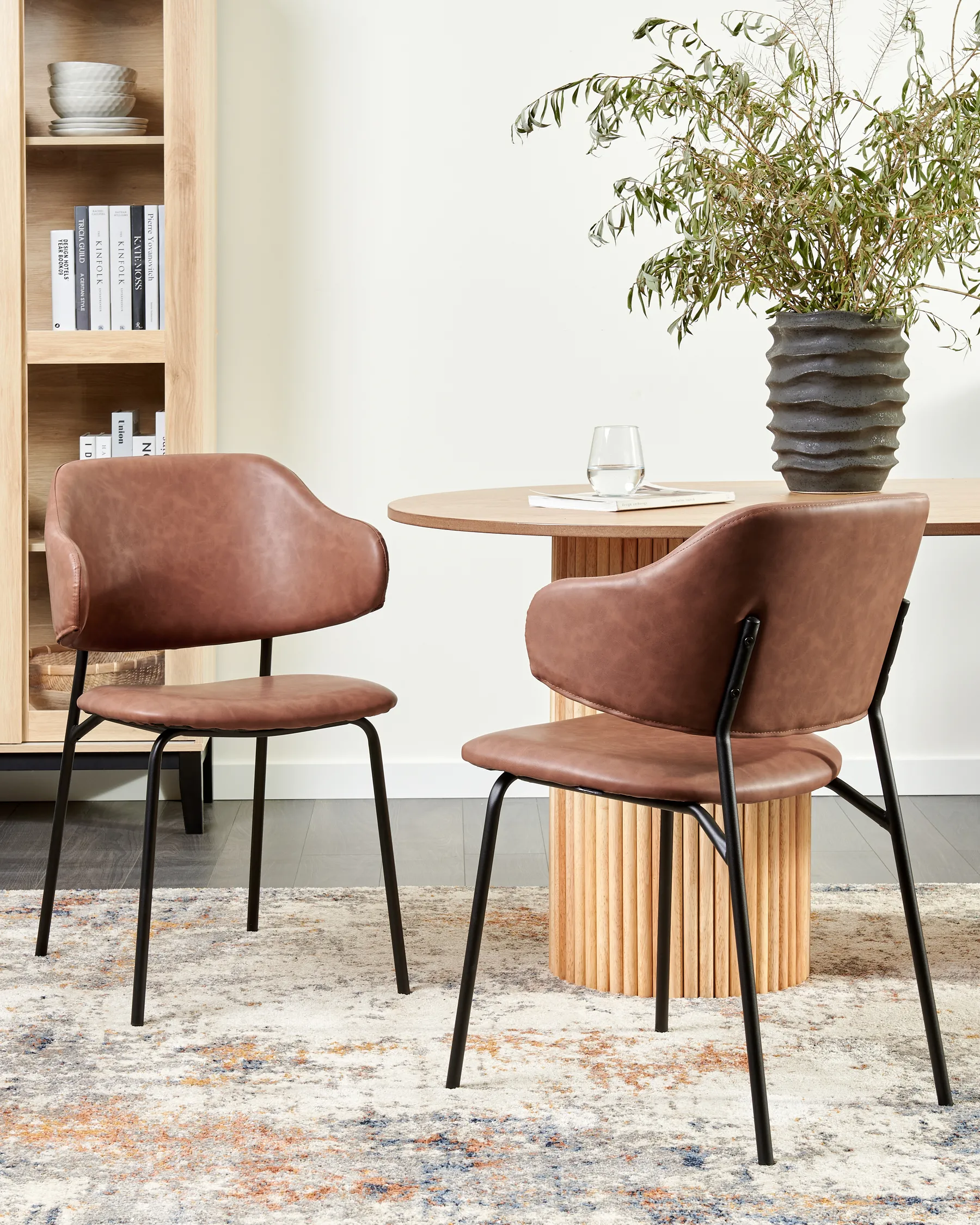 Set of 2 Dining Chairs KENAI Faux Leather Brown_939007