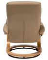 Fotel do masażu podgrzewany z podnóżkiem ekoskóra beżowy FORCE_697895