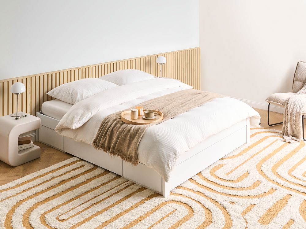 Bett mit Schubladen ohne Kopfteil GIAT Holz Weiß 160 x 200 cm