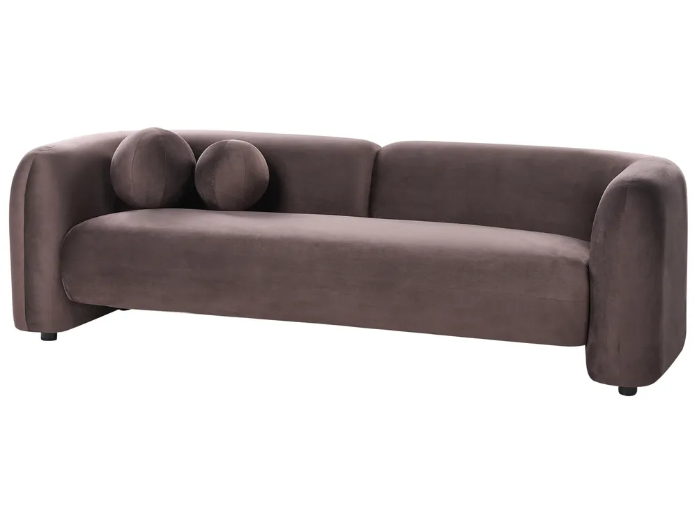 Living Room Set 4 Seater LEIREN Velvet Dark Brown_1028856