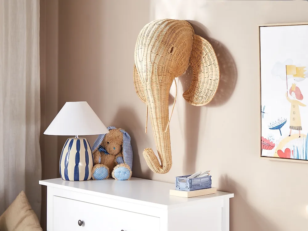 Wall Decor Elephant GRUNEY 83 cm Rattan Natural_1187156