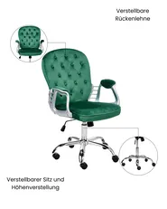 Schreibtischstuhl PRINCESS Samtstoff Grün_1036992