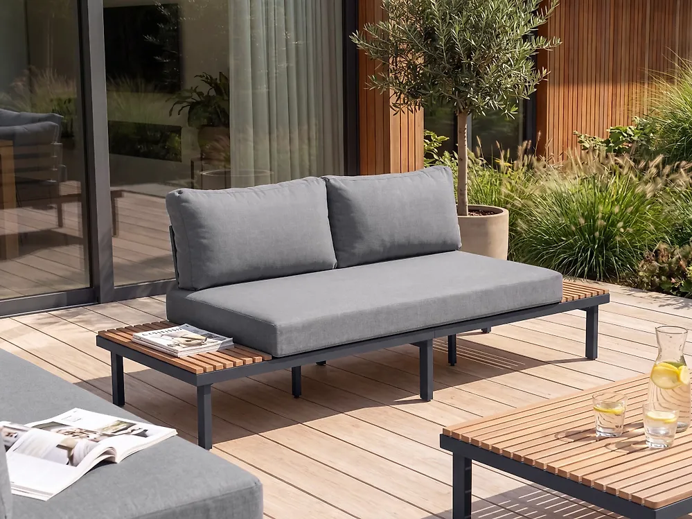 Garden Sofa 2 Seater FIVIZZANO Acacia Wood Dark Grey