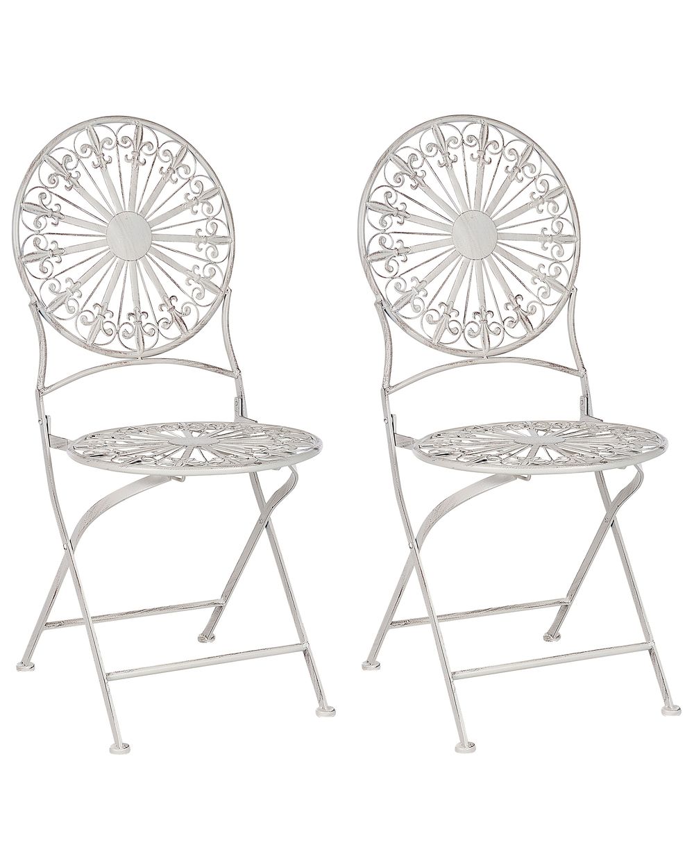 Set of 2 Metal Garden Folding Chairs Off White SCAFA Beliani.cz