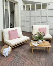 Garden Lounge Set with Table 2 Seater TODI Bamboo Off-White_1005429