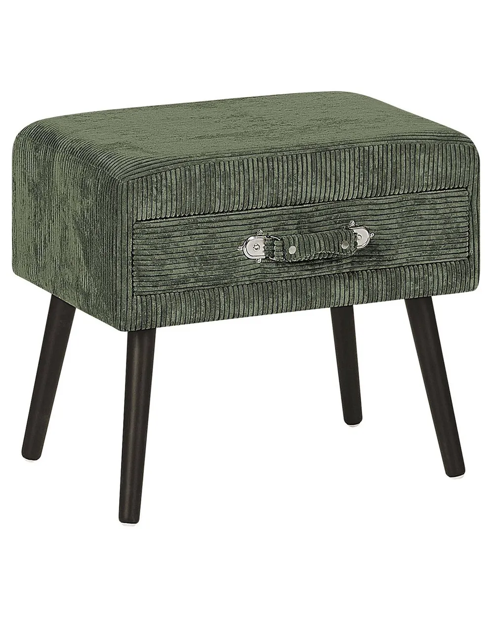 1 Drawer Bedside Table EUROSTAR Corduroy Dark Green_884886