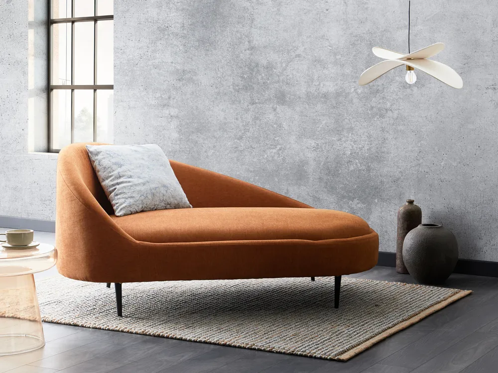 Linkszijdige chaise longue VALREAS Stof Oranje