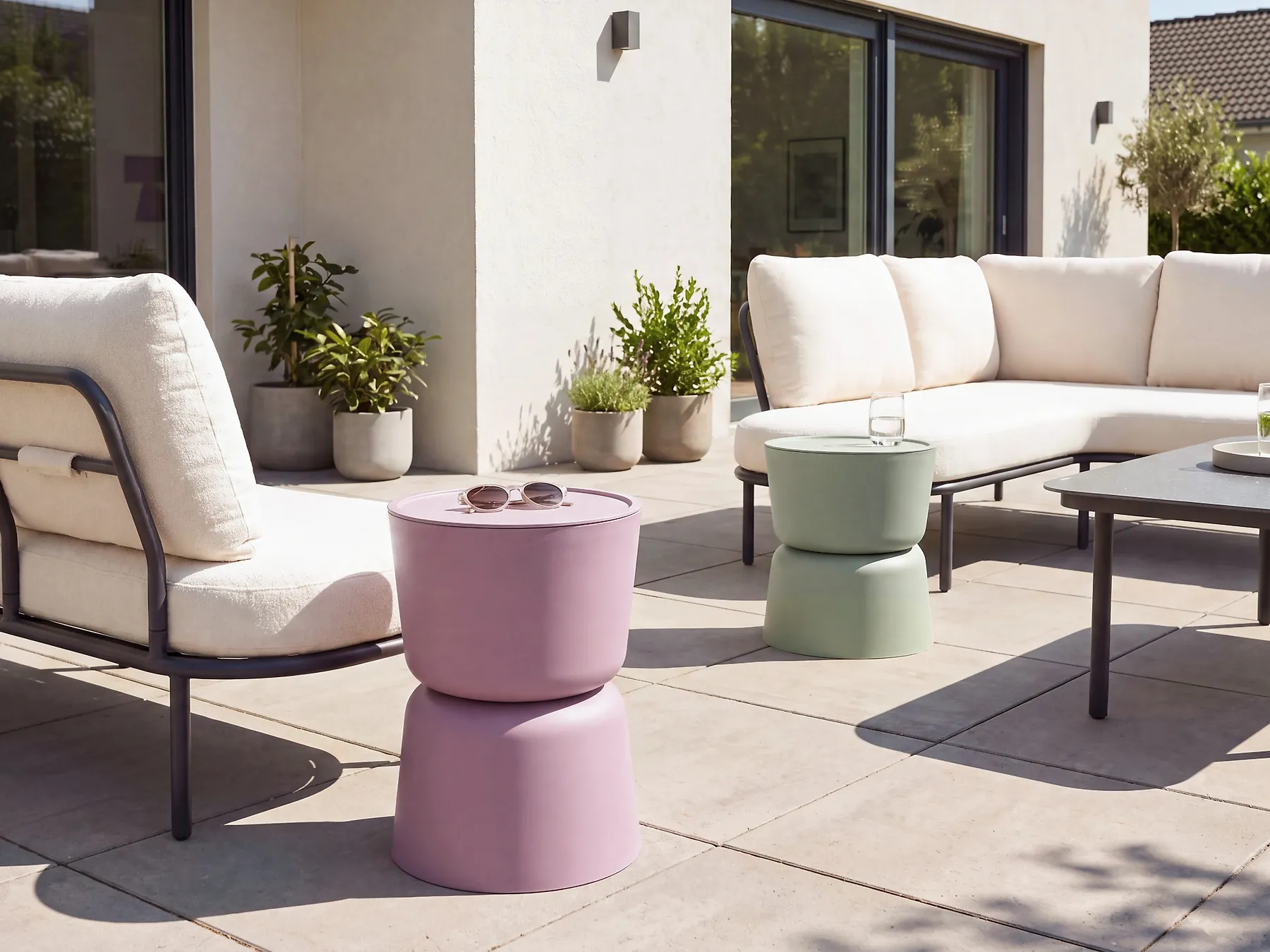 Set of 2 Side Tables with Storage ATACAMA 32/40 cm 32/40 cm Purple Green_1172128