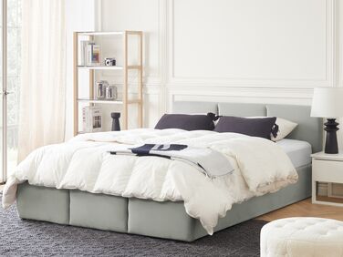 Velvet EU King Size Ottoman Bed Light Grey BOUSSE