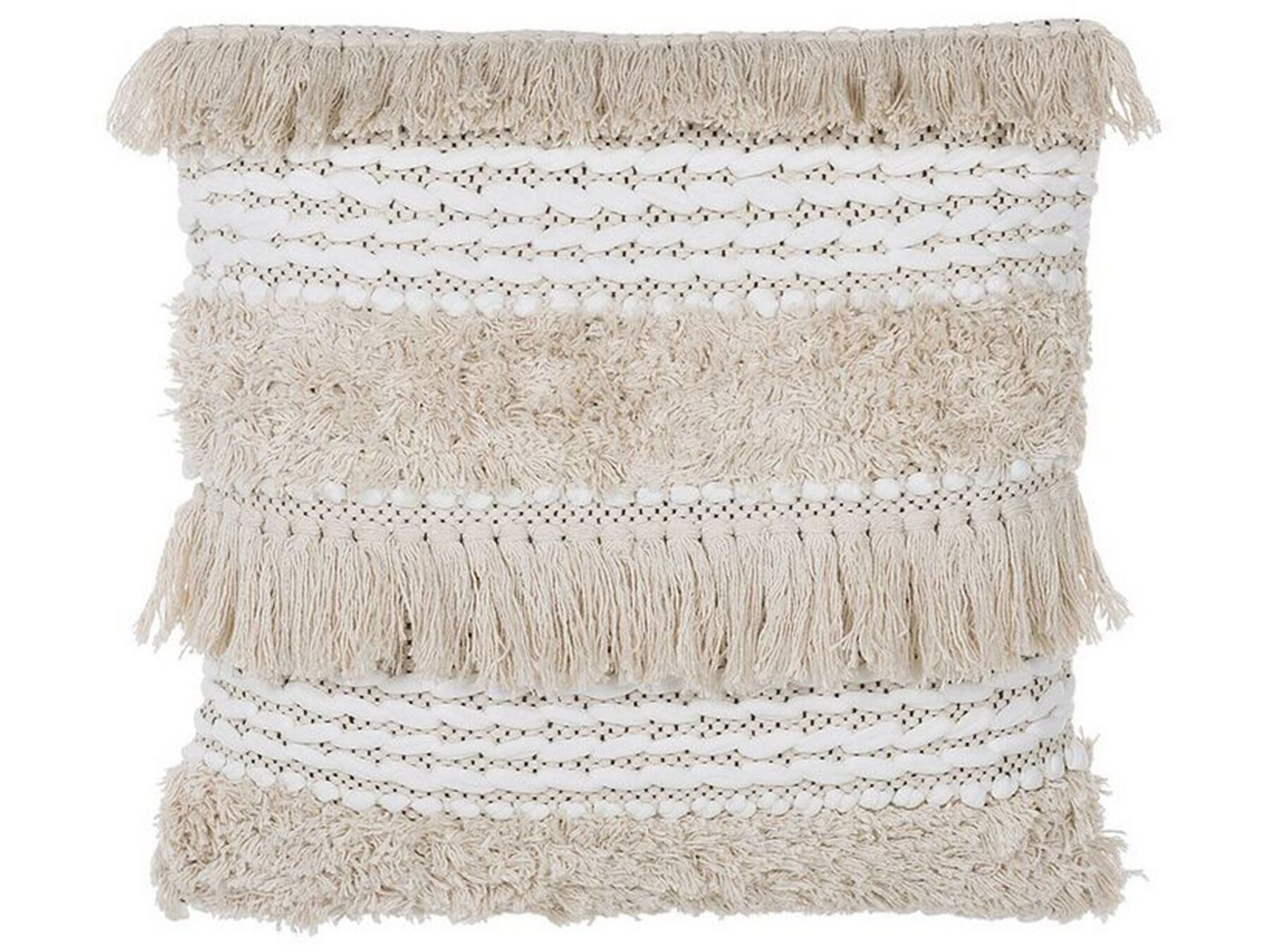 Embroidered Cushion with Tassels 45 x 45 cm Beige VILLUR_755276