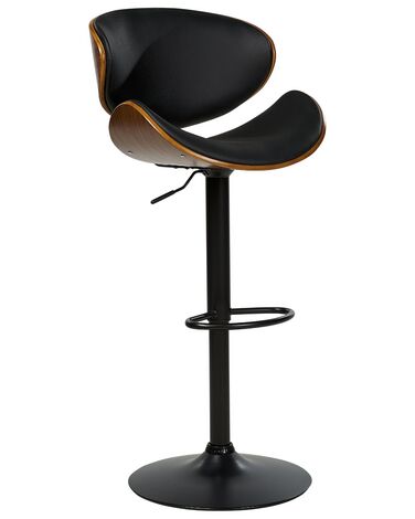 Barová stolička z umelej kože tmavé drevo/čierna ROTTERDAM II