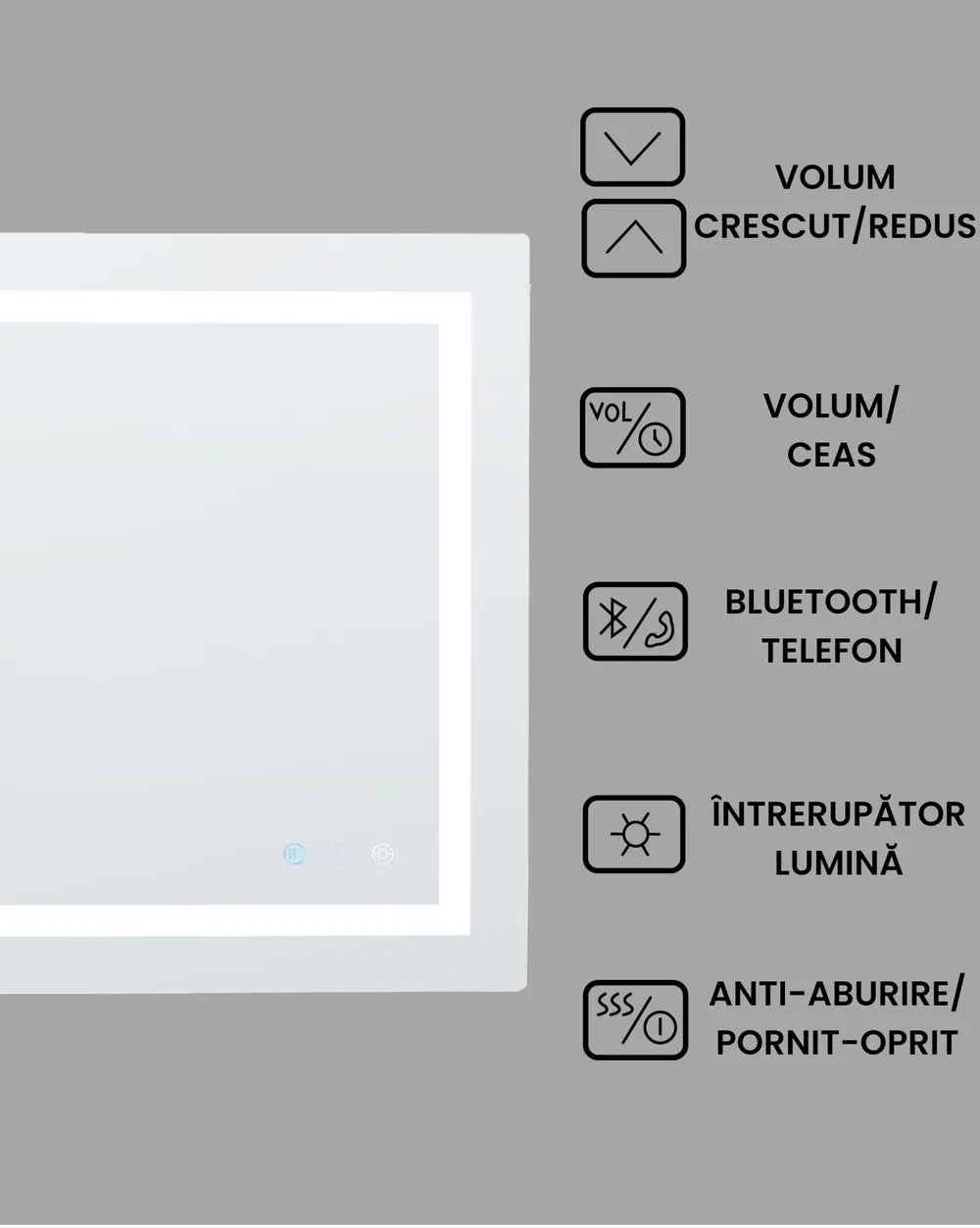 Oglindă LED pentru baie PRENOIS 80 cm 60 cm Argintiu_940478