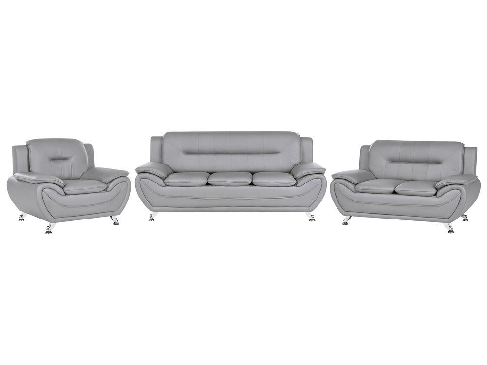 Ensemble de salon 6 places LEIRA Cuir PU Gris