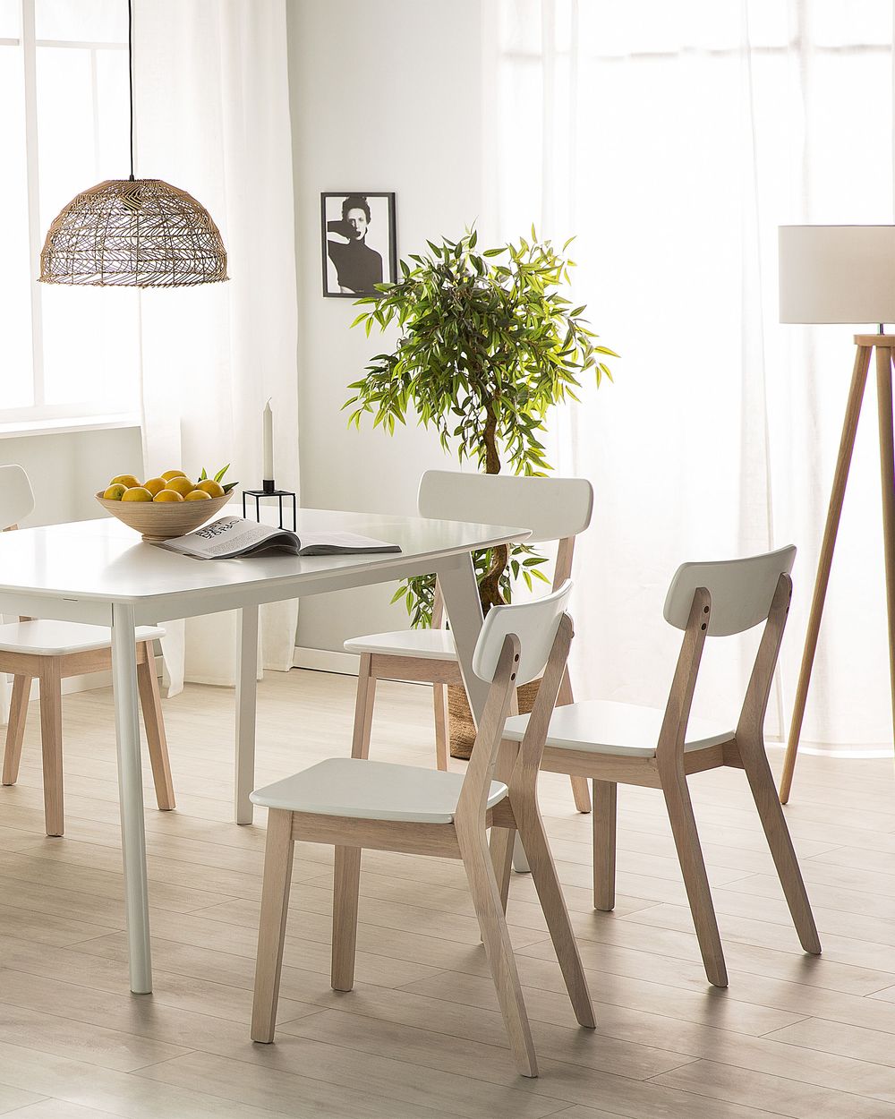 White metal and wood dining chairs discount