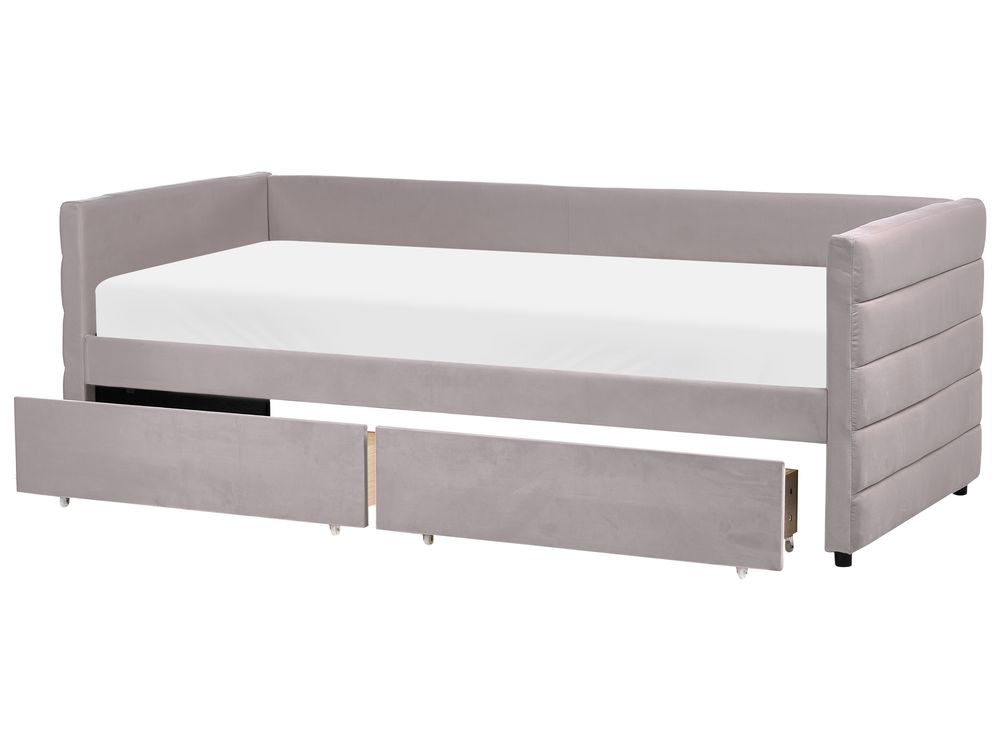 Daybed med opbevaring MARRAY Velour Lysegrå 90 x 200 cm