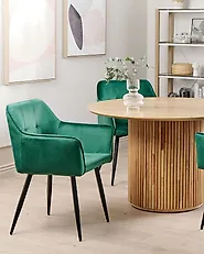 Conjunto de 2 sillas de comedor JASMIN Terciopelo Verde esmeralda_1187350