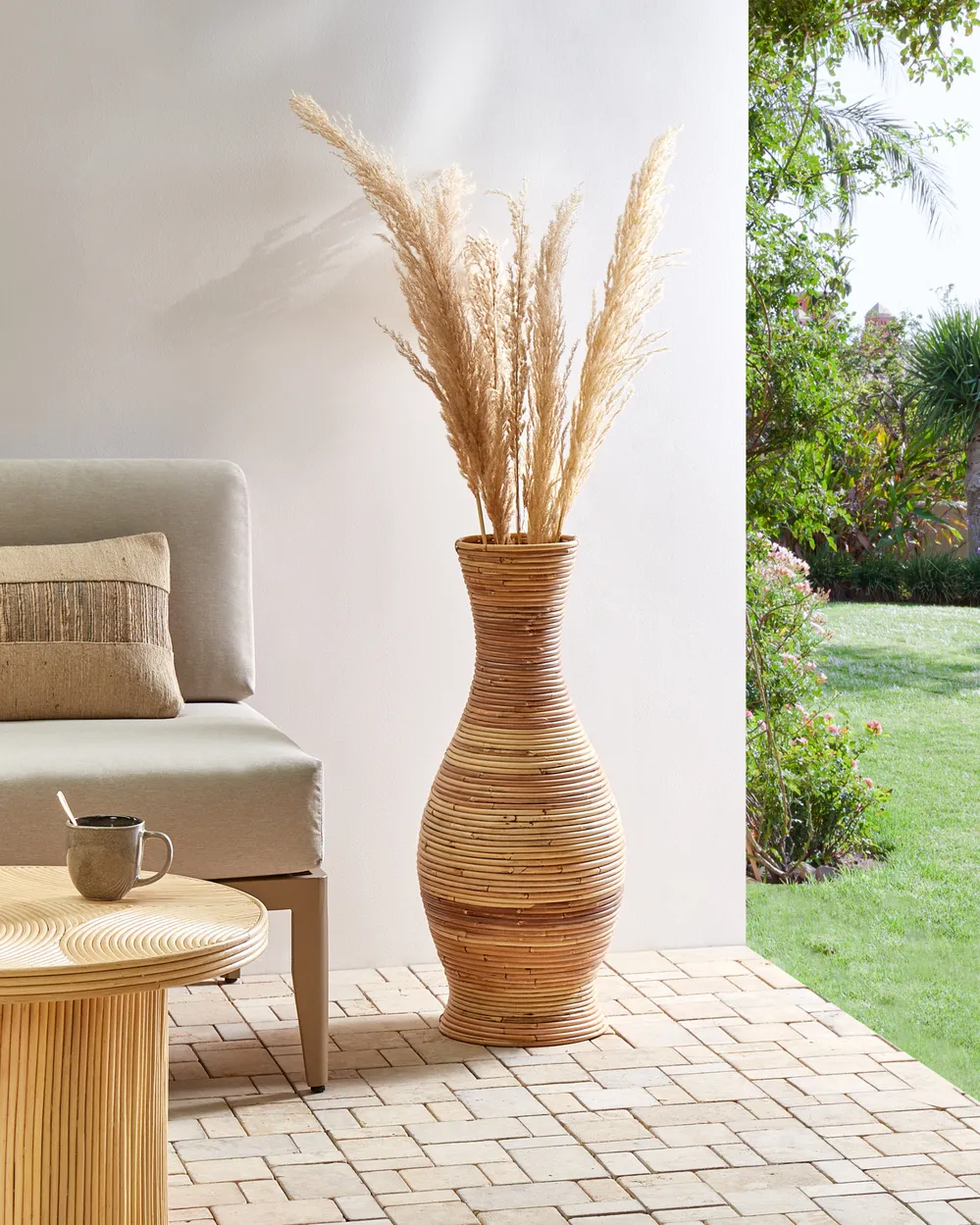 Wazon dekoracyjny TRINISA 70 cm Rattan Naturalny
