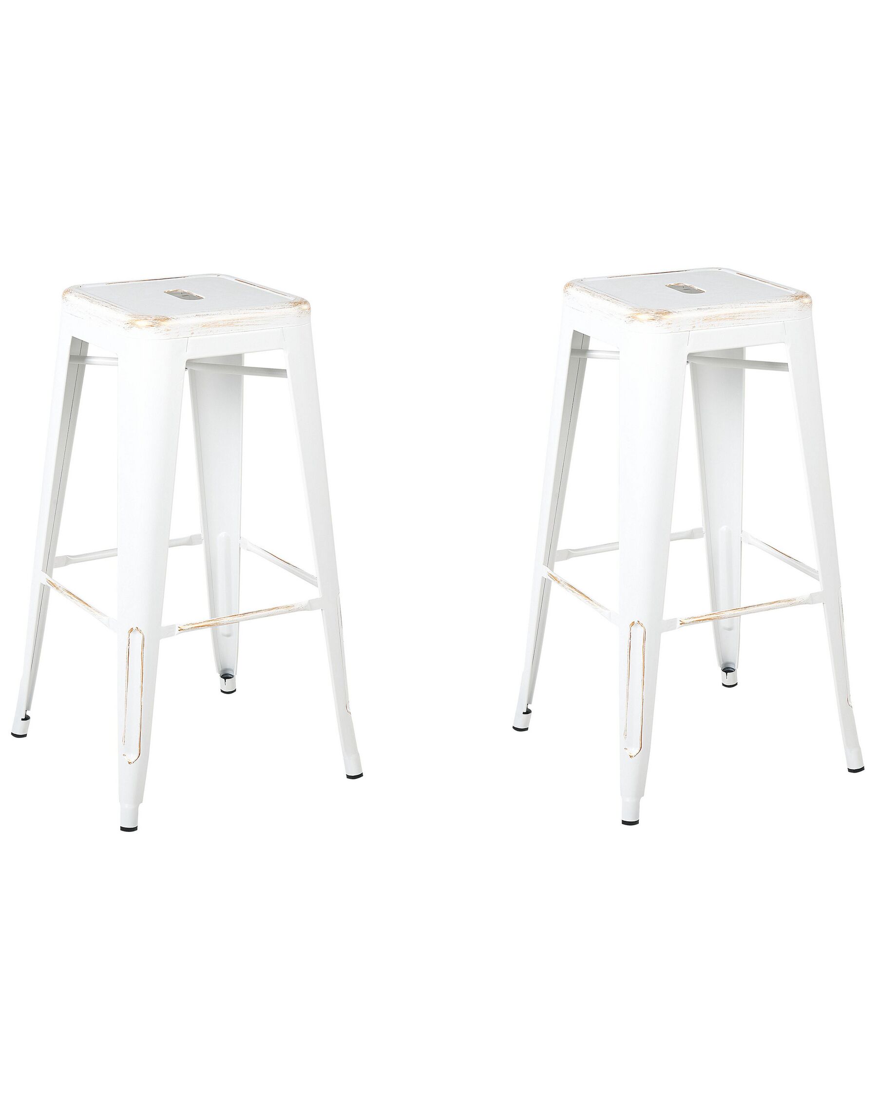 Set of 2 Steell Stools 76 cm White with Gold CABRILLO_705331