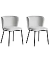 Set of 2 Dining Chairs MINA Fabric Light Grey