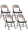 Set of 4 Folding Chairs SPARKS Metal Beige/ Black