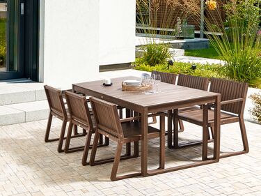 6 Seater Acacia Wood Garden Dining Set Dark SASSARI