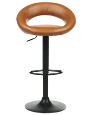 Set of 2 Bar Chairs PEORIA Swivel Faux Leather Golden Brown_894675