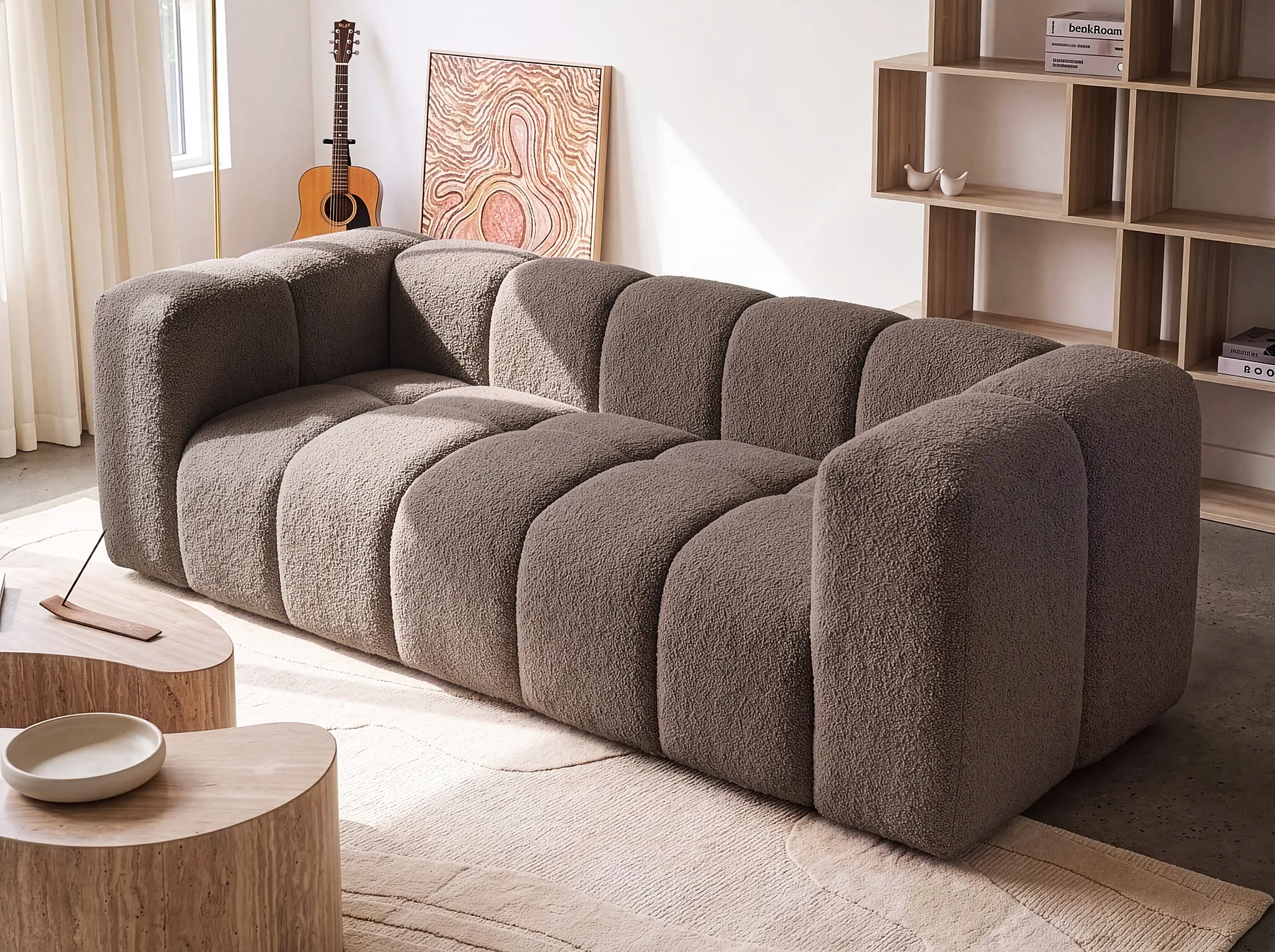 Sofa 3 Seater ANTOLA Boucle Taupe_1161618