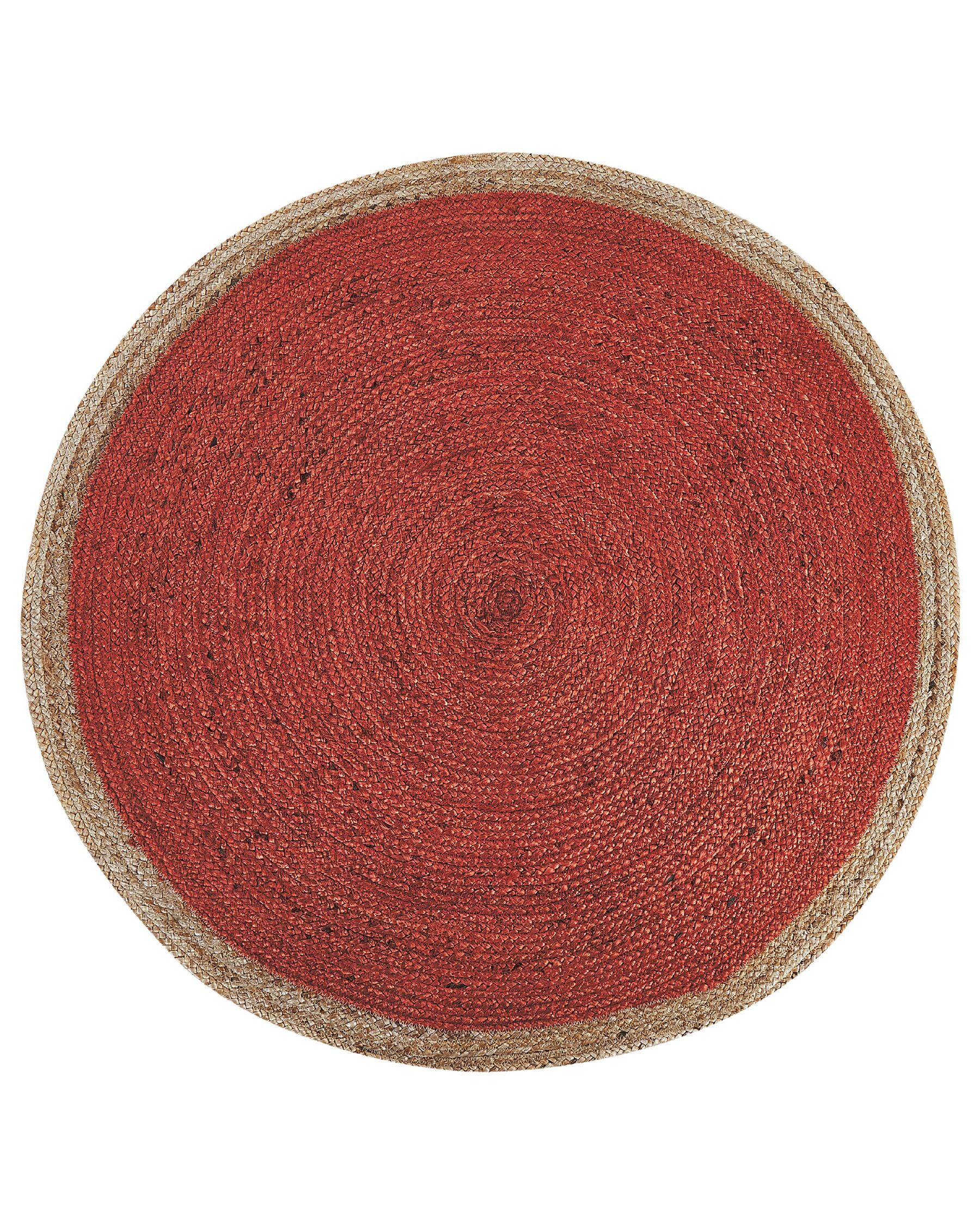 Round Jute Area Rug ⌀ 120 cm Coral Red MENEMEN_843982
