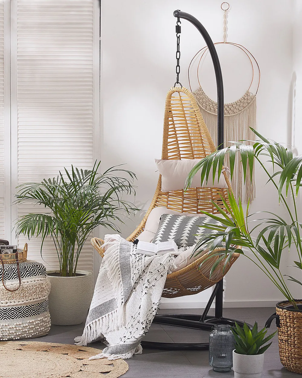 Hanging Chair with Stand ATRI II PE Rattan Natural_763815