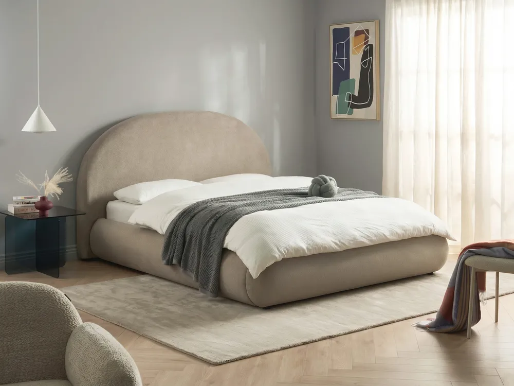 Ottoman Bed GRASSE Fabric Taupe 160 x 200 cm (EU King Size)