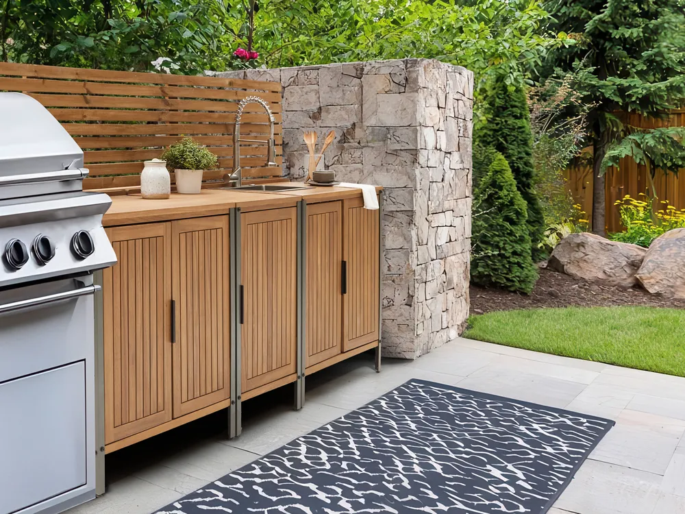 3 Piece Outdoor Kitchen Set with Sink IVREA Brown/ Silver Certified Acacia Wood_988374