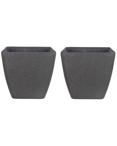 Set di 2 vasi polvere di pietra grigio scuro 42 x 42 x 42 cm ZELI