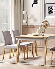 Set of 2 Dining Chairs PHOLA Fabric Grey_1179898